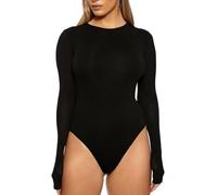 TOEECY Body Donna Elegante a Maniche Lunghe in Cotone Intimo Sexy e Contenitivo per Donna Sottogiacca Moda per Ogni Occasione(Nero,M)