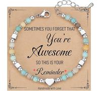 TOEECY Bracciale Con Perline Di Pietra Naturale E Cuore In Argento Braccialetto Regolabile Per Donna Gioielli Artigianali Bracciale Elegante In Argento E Pietre Preziose