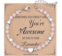 TOEECY Bracciale Con Perline Di Pietra Naturale E Cuore In Argento Braccialetto Regolabile Per Donna Gioielli Artigianali Bracciale Elegante In Argento E Pietre Preziose