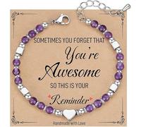 TOEECY Bracciale Cuore Argento Perle Naturali Amazzonite Multicolore Regolabile Catena Estensibile Gioiello Artigianale Donna