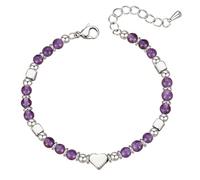 TOEECY Bracciale Cuore Argento Perle Naturali Amazzonite Multicolore Regolabile Catena Estensibile Gioiello Artigianale Donna