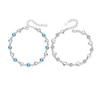 TOEECY Bracciale Donna Cuori e Cristalli Braccialetto Argento 925 Elegante per Occasioni Speciali e Quotidiane