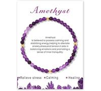 TOEECY Bracciale Donna Signora Braccialetto Perline Semiprezioso Cristallo Naturale Elastico Bracciale con Cristalli di Pietre Curative Preziose Naturali Braccialetti Sfere Regalo Compleanno