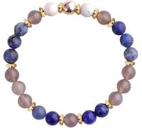 TOEECY Bracciale Elastico Pietre Naturali Ossidiana Ametista Agata Quarzo Perle Rotonde Distanziatori Dorati Gioiello Artigianale