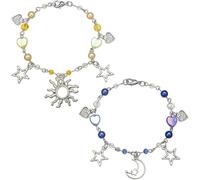 TOEECY Braccialetto Cosmico Ciondoli Stella Luna Pianeta Perle Naturali Catena Regolabile Gioielli Donna Ragazza