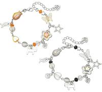 TOEECY Braccialetto Cosmico Ciondoli Stella Luna Pianeta Perle Naturali Catena Regolabile Gioielli Donna Ragazza