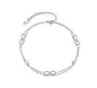 TOEECY Cavigliera Donna Infinito Regolabile Strati Cavigliere Bracciale Anallergica Perline Estiva Figura 8 Fortunata Cavigliera Gioiello Estate Spiaggia Catena Argento