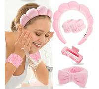 TOEECY Cerchietto Capelli Donna Mollette Polsini Fascia Skincare Fasce del Sudore Spugna Morbida Terry Panno Trucco Antiscivolo Adatto per Lavaggio Viso Doccia Terme Massaggi Rimozione Yoga Spa