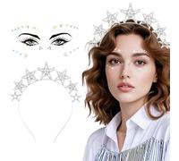 TOEECY Cerchietto Con Stella Cerchietti Per Capelli Donna Accessori Di Carnevale Fasce Capelli Cerchietto Scintillante Con Diamanti Per Feste Compleanni Celebrazioni(Argento)