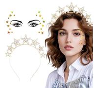 TOEECY Cerchietto Con Stella Cerchietti Per Capelli Donna Accessori Di Carnevale Fasce Capelli Cerchietto Scintillante Con Diamanti Per Feste Compleanni Celebrazioni(Oro)