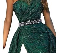 TOEECY Cintura con Strass Cerchietto Nuziale Elegante Ramo Foglia Cristalli Brillanti Tiara Frontale Nastro Organza Accessorio Capelli Cerimonia