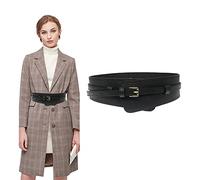 TOEECY Cintura Donna Larga in Pelle PU Elastica Fusciacca Doppio Strato Eleganti Moda Casual D'Epoca per Abiti Vestito (Nero)