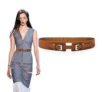 TOEECY Cintura Donna Larga in Pelle PU Elastica Fusciacca Eleganti Moda Casual D'Epoca per Abiti Vestito (Marrone)