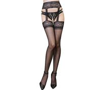 TOEECY Collant Donna Reggicalze Hot Calze a Rete in Pizzo Giarrettiera Autoreggenti Velate Elegante Trasparente Design moda Calze Alte Effetto Reggicalze Elasticizzate