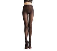 TOEECY Collant Fantasia Donna Curvy Falso Traslucido Foderati Calzamaglia Termici Leggings Invernali Collant Vita Alta Winter Tights Comodi Elasticizzati (Stampa Farfalla-85g)