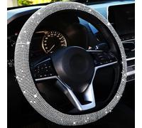 TOEECY Coprivolante Auto Glitter Strass Universale 36-39cm Antiscivolo Coprivolante In Pelle Copri Volante Accessori Auto Interno per La Maggior Parte Delle Automobili Nero