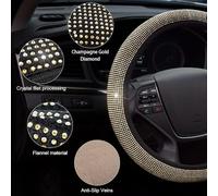 TOEECY Coprivolante Auto Glitter Strass Universale 36-39cm Antiscivolo Coprivolante In Pelle Copri Volante Accessori Auto Interno per La Maggior Parte Delle Automobili Oro
