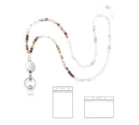 TOEECY Cordino Portabadge Pietre Naturali Collana Retrattile Porta Tessera Identificativa Professionale Ufficio
