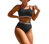 TOEECY Costume Donna Due Pezzi Costumi Mare Bikini Set Tankini Vita Alta Pantaloncino Contenitivo Costume Modellante Bikiniset Mare Senza Segno Abbronzatura Costume Bagno Elegante