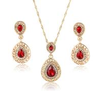 TOEECY Goccia Cristallo Parure Gioielli Collana Orecchini Set Elegante Cerimonia Matrimonio Donna Brillanti Strass Dorato