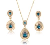 TOEECY Goccia Cristallo Parure Gioielli Collana Orecchini Set Elegante Cerimonia Matrimonio Donna Brillanti Strass Dorato