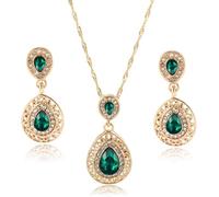 TOEECY Goccia Cristallo Parure Gioielli Collana Orecchini Set Elegante Cerimonia Matrimonio Donna Brillanti Strass Dorato