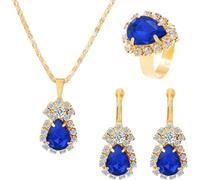 TOEECY Goccia Cristallo Parure Gioielli Donna Collana Orecchini Anello Elegante Zirconia Cubica Brillante Cerimonia Matrimonio Lusso