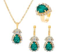 TOEECY Goccia Cristallo Parure Gioielli Donna Collana Orecchini Anello Elegante Zirconia Cubica Brillante Cerimonia Matrimonio Lusso