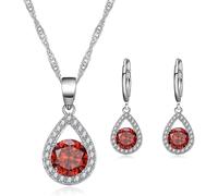 TOEECY Goccia Cristallo Zirconia Cubica Collana Orecchini Parure Gioielli Donna Elegante Argento Brillante Matrimonio Cerimonia