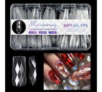 TOEECY Kit Per Unghie Finte Donna 140 Pezzi Press On Nails Lunghe Unghia Finte Adesive In ABS Set Di Decorazioni Unghie Mandorla Trasparente Multidimensionale Regali Per Ragazze(C)