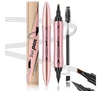 Toeecy Matita Per Sopracciglia 2 In 1 Con Eyeliner Penna Trucco Per Sopracciglia A 4 Punte Resistente All'Acqua Lunga Durata Colore Naturale Trucco Occhi Professionale(Light Brown Black)