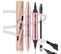 Toeecy Matita Per Sopracciglia 2 In 1 Con Eyeliner Penna Trucco Per Sopracciglia A 4 Punte Resistente All'Acqua Lunga Durata Colore Naturale Trucco Occhi Professionale(Schwarz Schwarz)