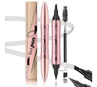 Toeecy Matita Per Sopracciglia 2 In 1 Con Eyeliner Penna Trucco Per Sopracciglia A 4 Punte Resistente All'Acqua Lunga Durata Colore Naturale Trucco Occhi Professionale(Grau Schwarz)