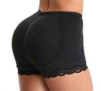 TOEECY Mutande Imbottite Boxer Donna Waist Trainer con 12 Cuscinetti Rimovibilis Push Up Glutei Pizzo Elastica Intimo Modellante Controllo Ventre e Fianchi Body Shaper (Nero,XL)