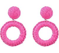 Toeecy Orecchini A Cerchio In Rafia Gialla Fatti A Mano Orecchini Pendenti Leggeri Per Donne Accessori Di Moda Estivi Orecchini Grandi Rotondi Gioielli Etnici Boho Chic