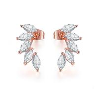Toeecy Orecchini A Forma Di Foglia Con Zirconi Cubici Eleganti Accessori Per Ragazze Gioielli Di Tendenza Orecchini In Oro Rosa(Rosa Oro)