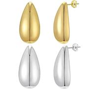 Toeecy Orecchini A Goccia In Acciaio Inossidabile Set Di 2 Paia Placcati Oro E Argento Orecchini Moderni Per Donna Accessori Di Moda Eleganti E Raffinati Gioielli Femminili