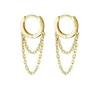 TOEECY Orecchini Cerchio Argento 925 Cascata Catena Pendente Minimalista Eleganti Gioielli Donna Stile Italiano Lusso