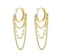TOEECY Orecchini Cerchio Argento Catena Multipla Pendente Cascata Stile Punk Gioielli Donna Ragazza Accessori