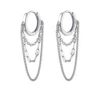 TOEECY Orecchini Cerchio Argento Catena Multipla Pendente Cascata Stile Punk Gioielli Donna Ragazza Accessori