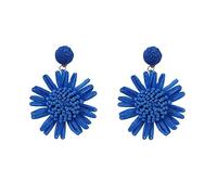 TOEECY Orecchini in Rattan a Floreali Fatti a Mano Boho Treccia Orecchini da Spiaggia Pendenti in Rattan Moda Leggero Orecchini Geometrici Orecchini da Spiaggia per Donna Ragazze (Blu)