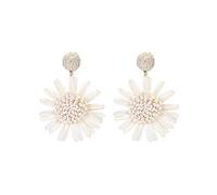 TOEECY Orecchini in Rattan a Floreali Fatti a Mano Boho Treccia Orecchini da Spiaggia Pendenti in Rattan Moda Leggero Orecchini Geometrici Orecchini da Spiaggia per Donna Ragazze (Bianco)
