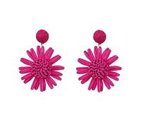 TOEECY Orecchini in Rattan a Floreali Fatti a Mano Boho Treccia Orecchini da Spiaggia Pendenti in Rattan Moda Leggero Orecchini Geometrici Orecchini da Spiaggia per Donna Ragazze (Rosso)