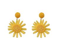 TOEECY Orecchini in Rattan a Floreali Fatti a Mano Boho Treccia Orecchini da Spiaggia Pendenti in Rattan Moda Leggero Orecchini Geometrici Orecchini da Spiaggia per Donna Ragazze (Giallo)