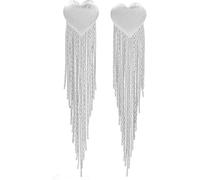 TOEECY Orecchini Pendenti Cuore Cascata Catena Lunga Nappina Metallica Eleganti Gioielli Donna Argento Brillante Accessori Cerimonia