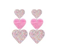 TOEECY Orecchini Pendenti Cuore Triplo Glitter Acrilico Resina Gioielli Donna Eleganti Accessori Primavera Estate