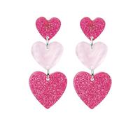 TOEECY Orecchini Pendenti Cuore Triplo Glitter Acrilico Resina Gioielli Donna Eleganti Accessori Primavera Estate