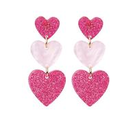 TOEECY Orecchini Pendenti Cuore Triplo Glitter Acrilico Resina Gioielli Donna Eleganti Accessori Primavera Estate