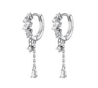 Toeecy Orecchini Pendenti In Argento Sterling 925 Con Zirconi Cubici Cerchi Con Catena E Pietre Brillanti Orecchini A Cerchio Eleganti Per Donna Gioielli Di Lusso Per Serate E Eventi Speciali