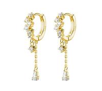 Toeecy Orecchini Pendenti In Argento Sterling 925 Con Zirconi Cubici Cerchi Con Catena E Pietre Brillanti Orecchini A Cerchio Eleganti Per Donna Gioielli Di Lusso Per Serate E Eventi Speciali